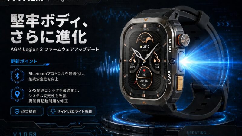 AGM Legion 3がファームウェアv1.0.53配信、Bluetooth・GPS安定性を向上